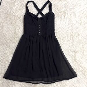 Band of Gypsies Black Lace & Velvet  Detail Dress - XS